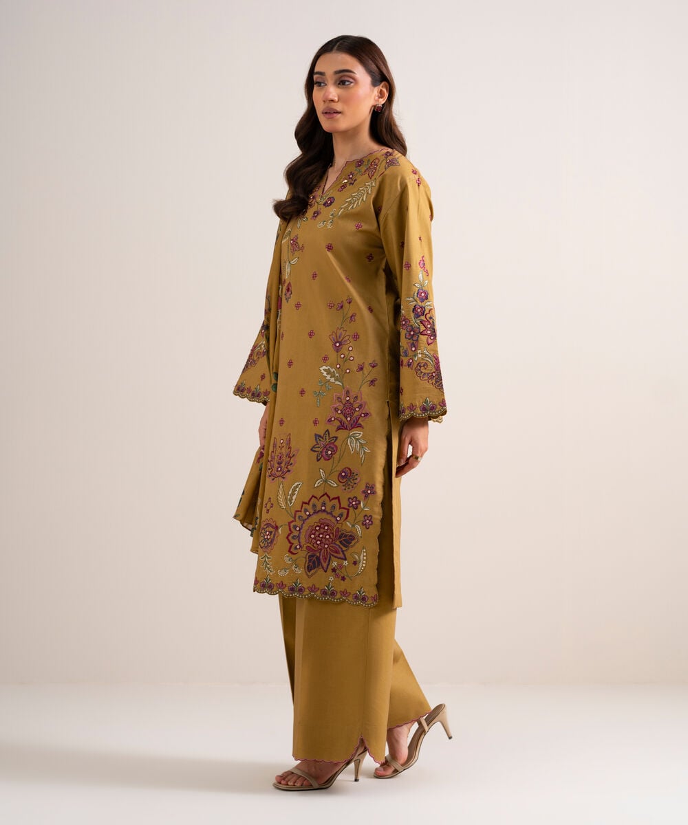 3 Piece - Embroidered Cotton Viscose Suit — Sapphire view 3