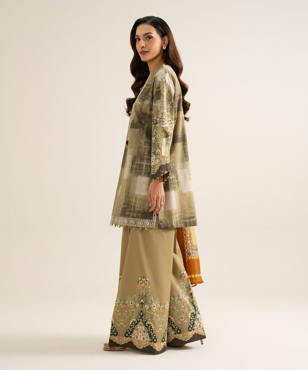 3 Piece - Embroidered Cotton Suit — Sapphire view 3
