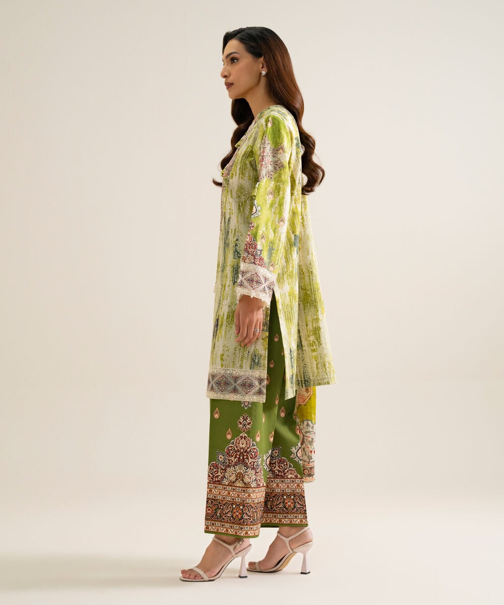 3 Piece - Embroidered Cotton Suit — Sapphire view 3