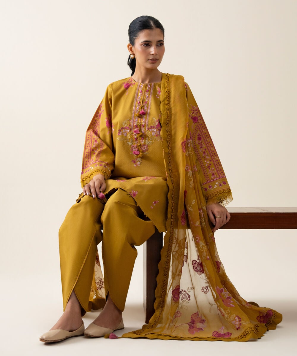 3 Piece - Embroidered Lawn Suit — Sapphire