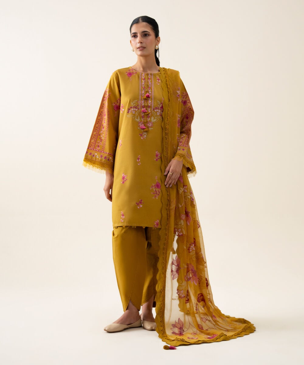 3 Piece - Embroidered Lawn Suit — Sapphire view 3