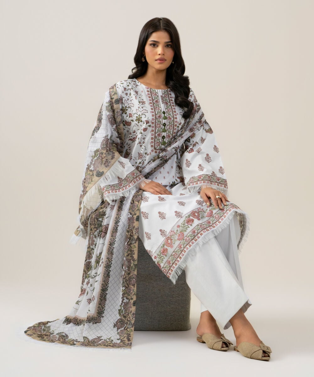 3 Piece - Embroidered Lawn Suit — Sapphire
