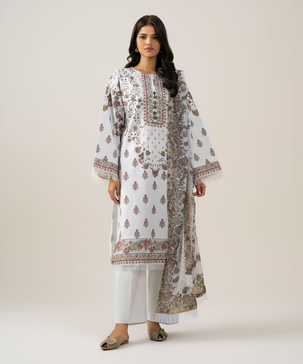 3 Piece - Embroidered Lawn Suit — Sapphire view 3