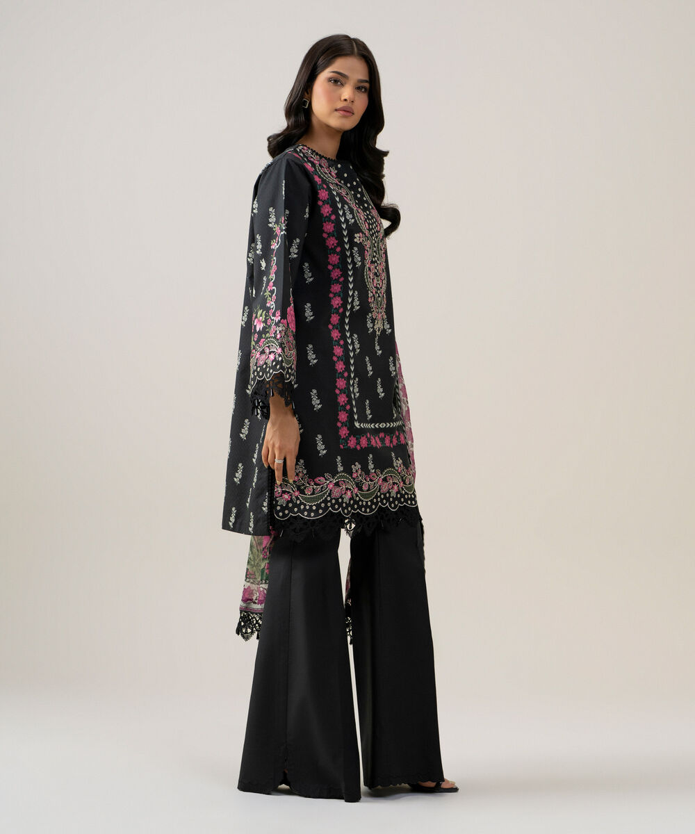 3 Piece - Embroidered Lawn Suit — Sapphire view 3
