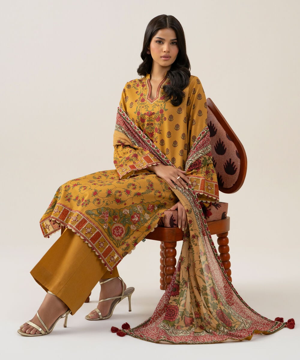 3 Piece - Embroidered Dobby Suit — Sapphire