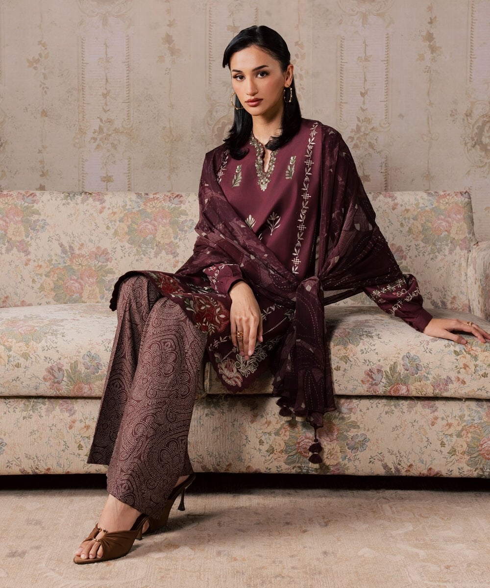3 Piece - Embroidered Lawn Suit — Sapphire
