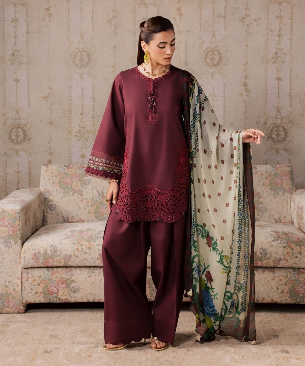 3 Piece - Embroidered Lawn Suit โ Sapphire view 3