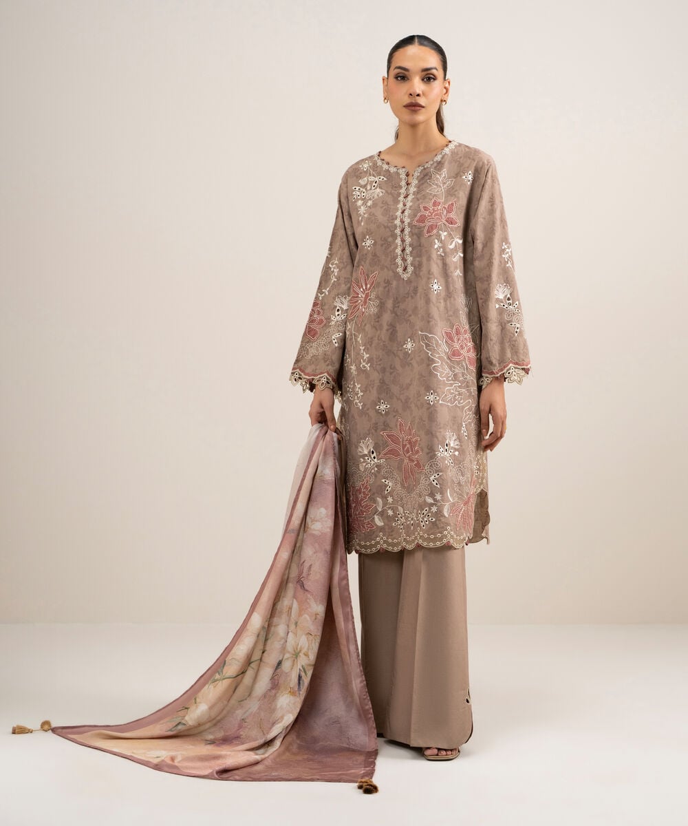3 Piece - Embroidered Jacquard Suit — Sapphire