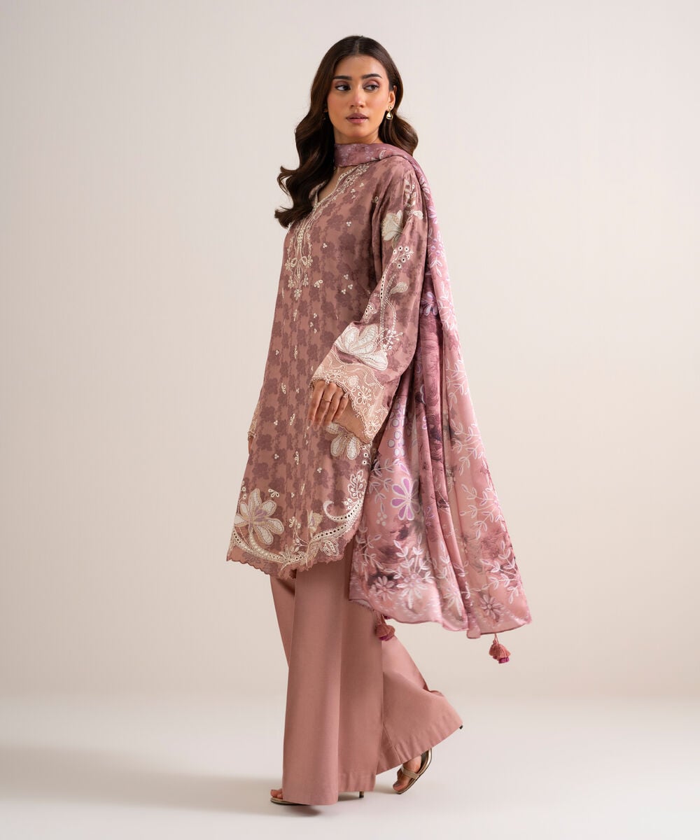 3 Piece - Embroidered Jacquard Suit โ Sapphire view 3