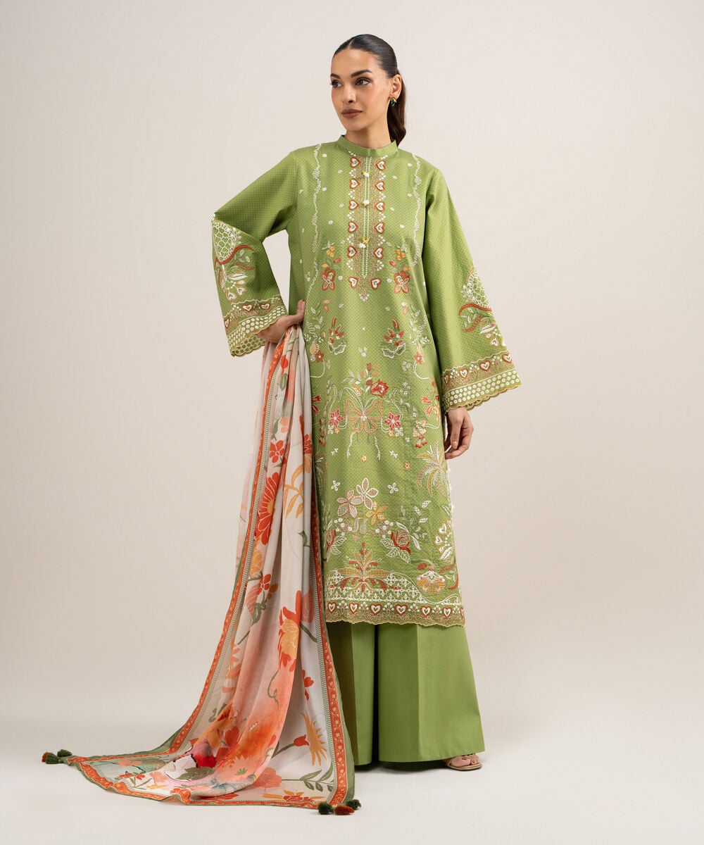 3 Piece - Embroidered Arabic Jacquard Suit — Sapphire