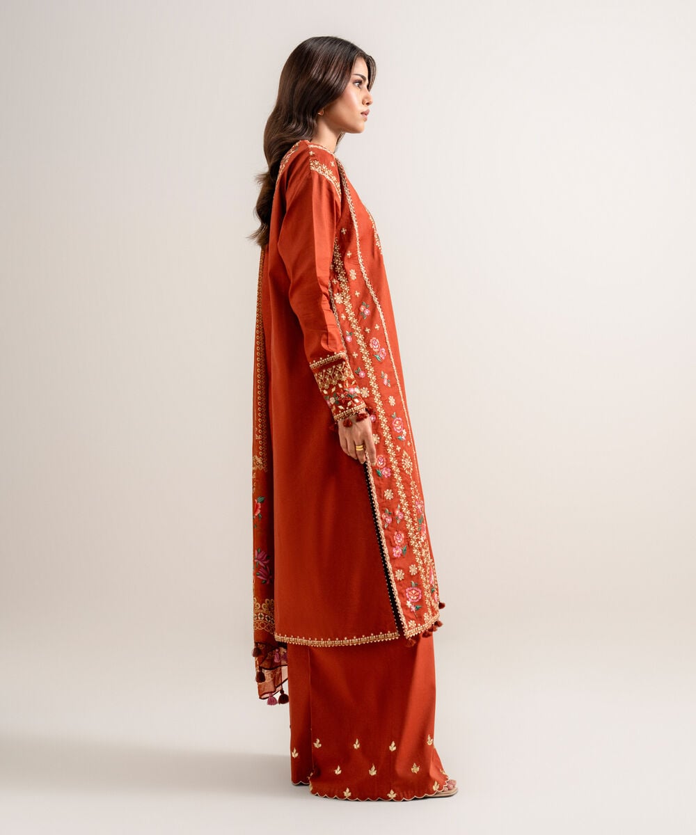 3 Piece - Embroidered Cotton Viscose Suit โ Sapphire view 3