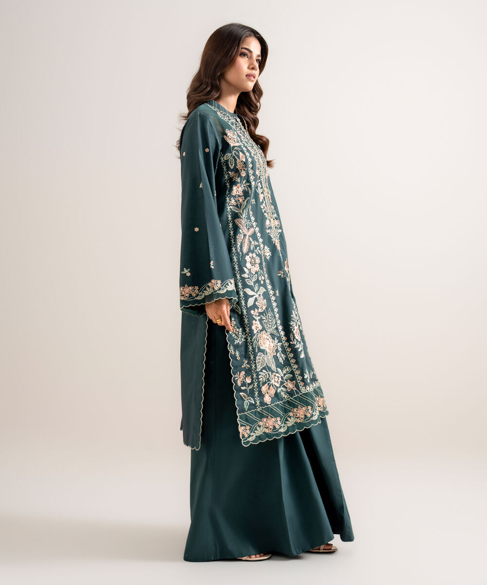 3 Piece - Embroidered Cotton Viscose Suit โ Sapphire view 3