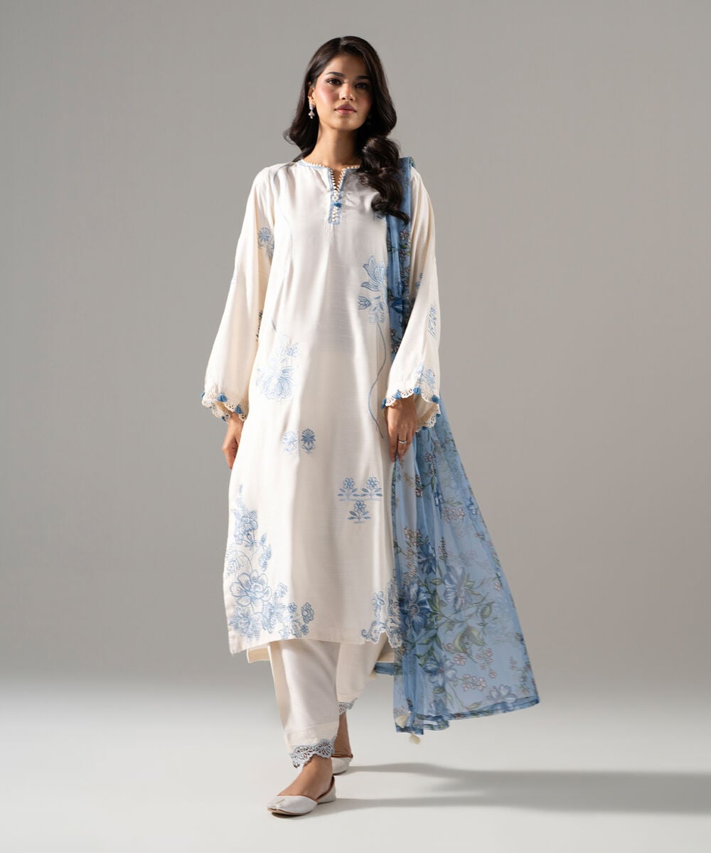 Printed Net Dupatta โ Sapphire view 3