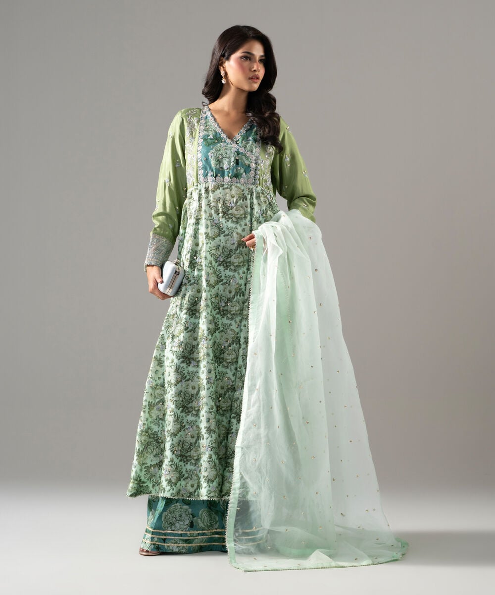 3 Piece - Embroidered Raw Silk Suit — Sapphire