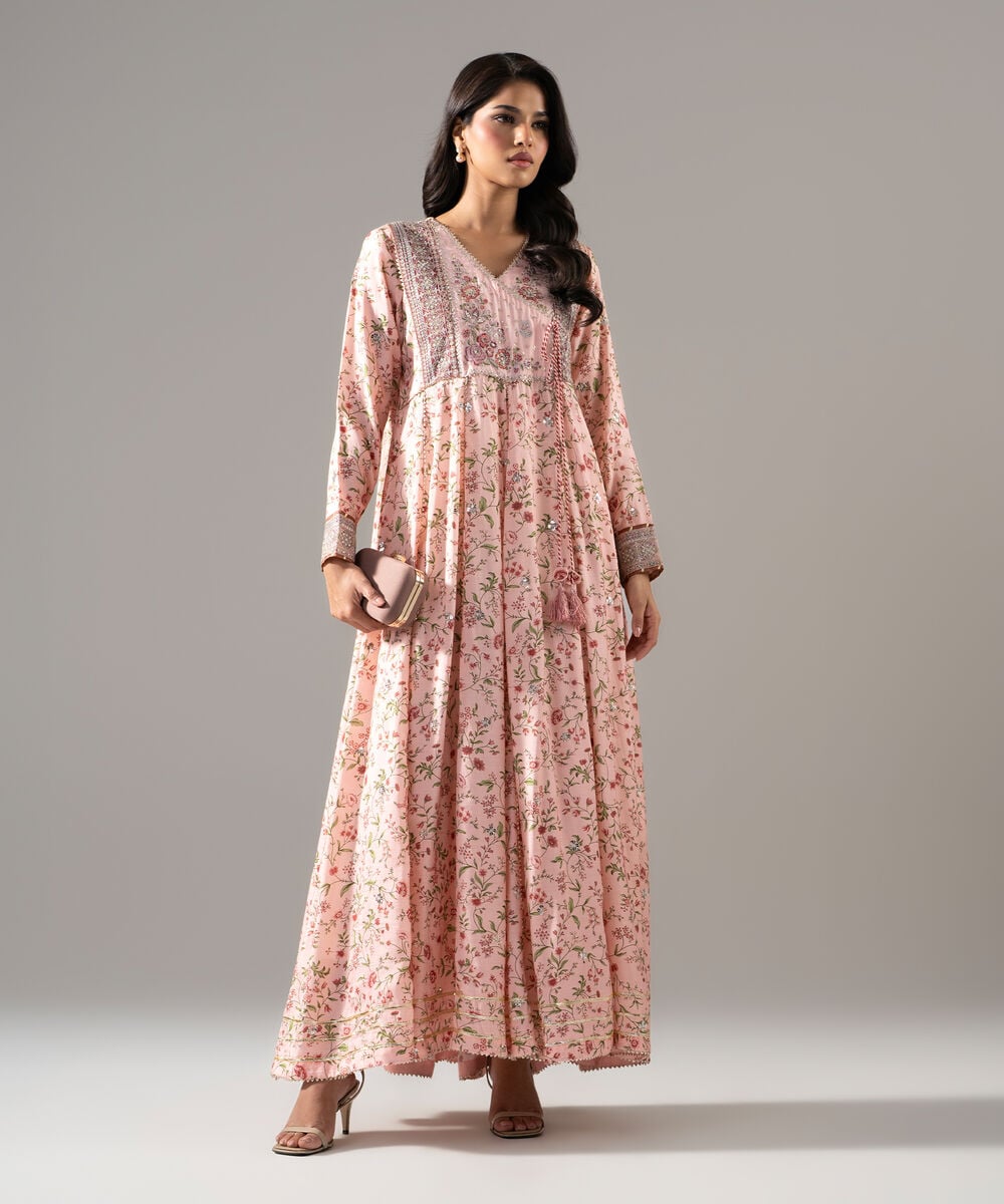 Embroidered Raw Silk Peshwas — Sapphire view 3