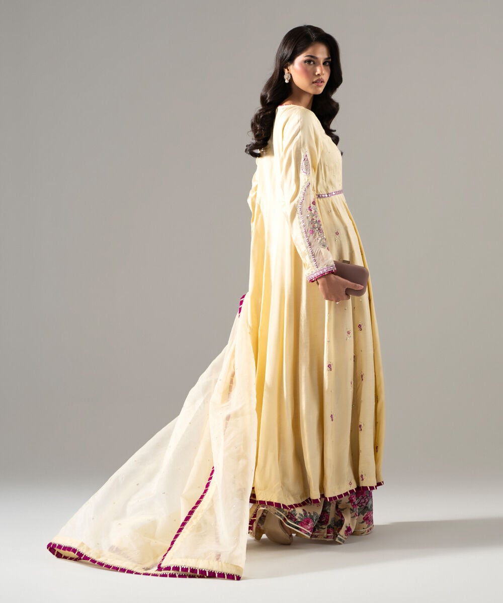 3 Piece - Embroidered Raw Silk Suit — Sapphire view 3