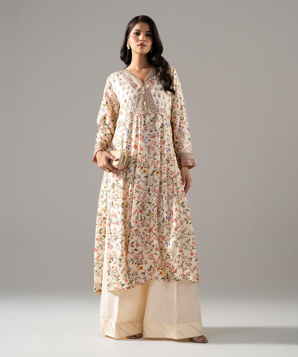 2 Piece - Embroidered Raw Silk Suit — Sapphire view 3