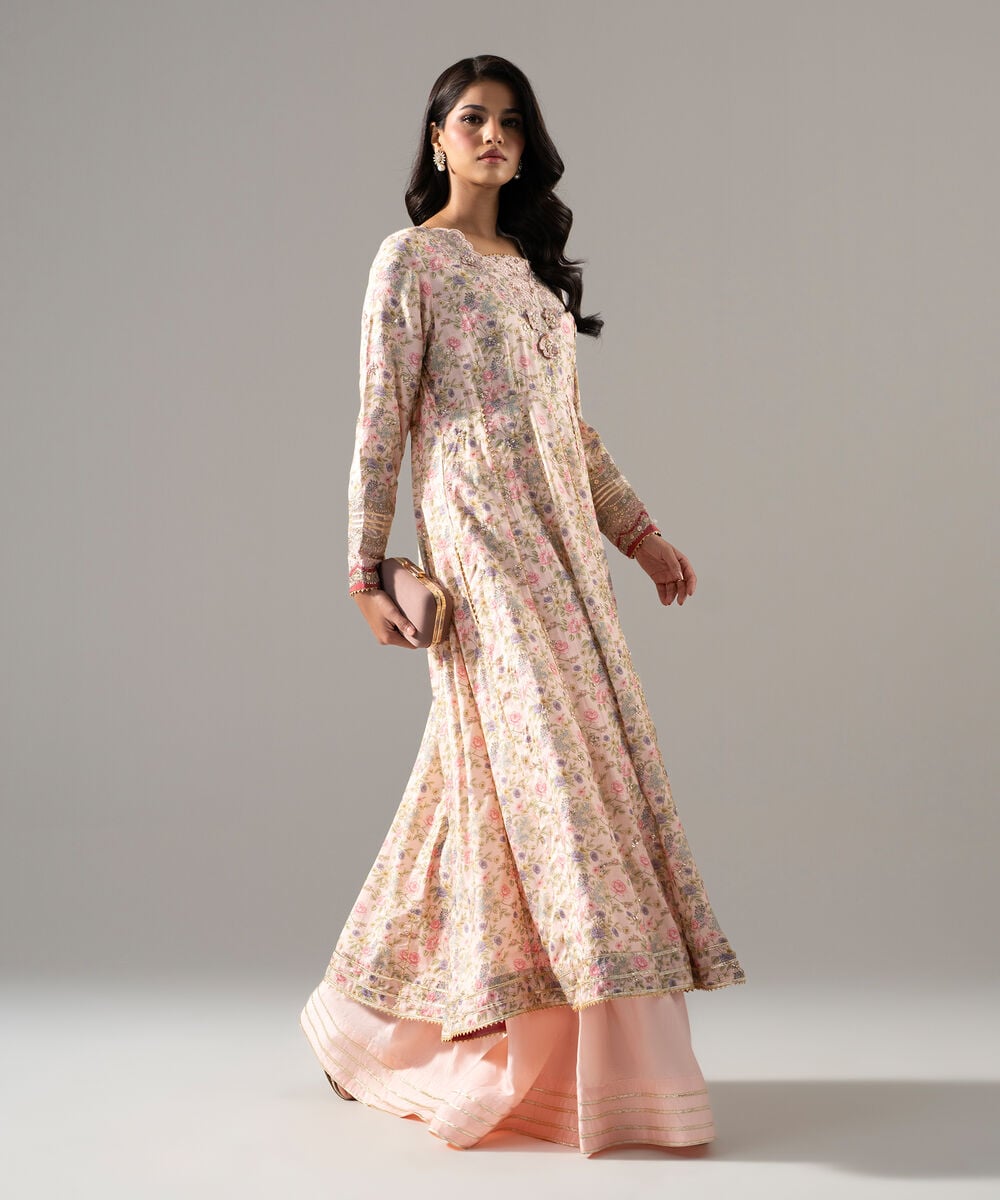 2 Piece - Embroidered Raw Silk Suit — Sapphire view 3