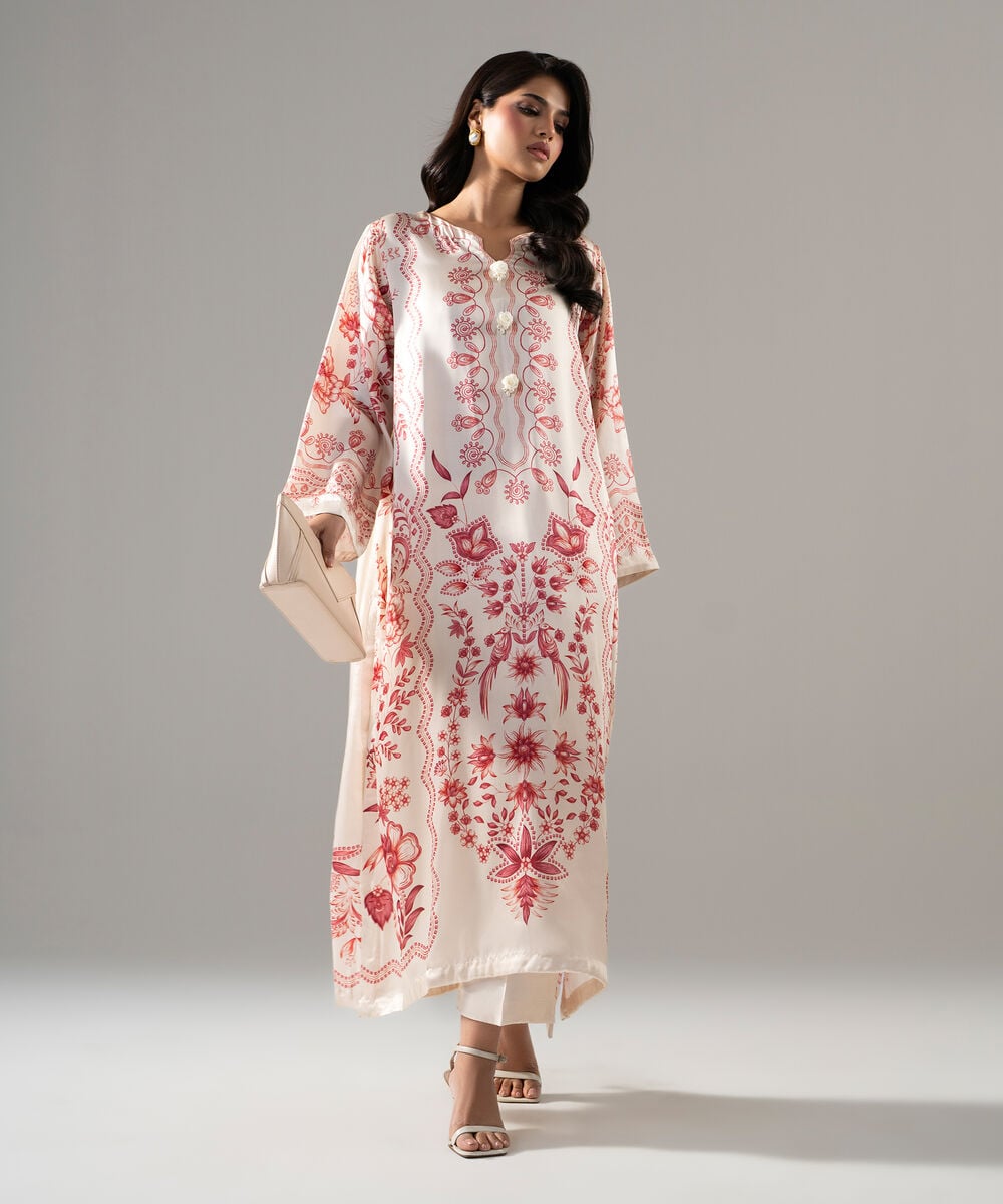 2 Piece - Printed Satin Suit — Sapphire