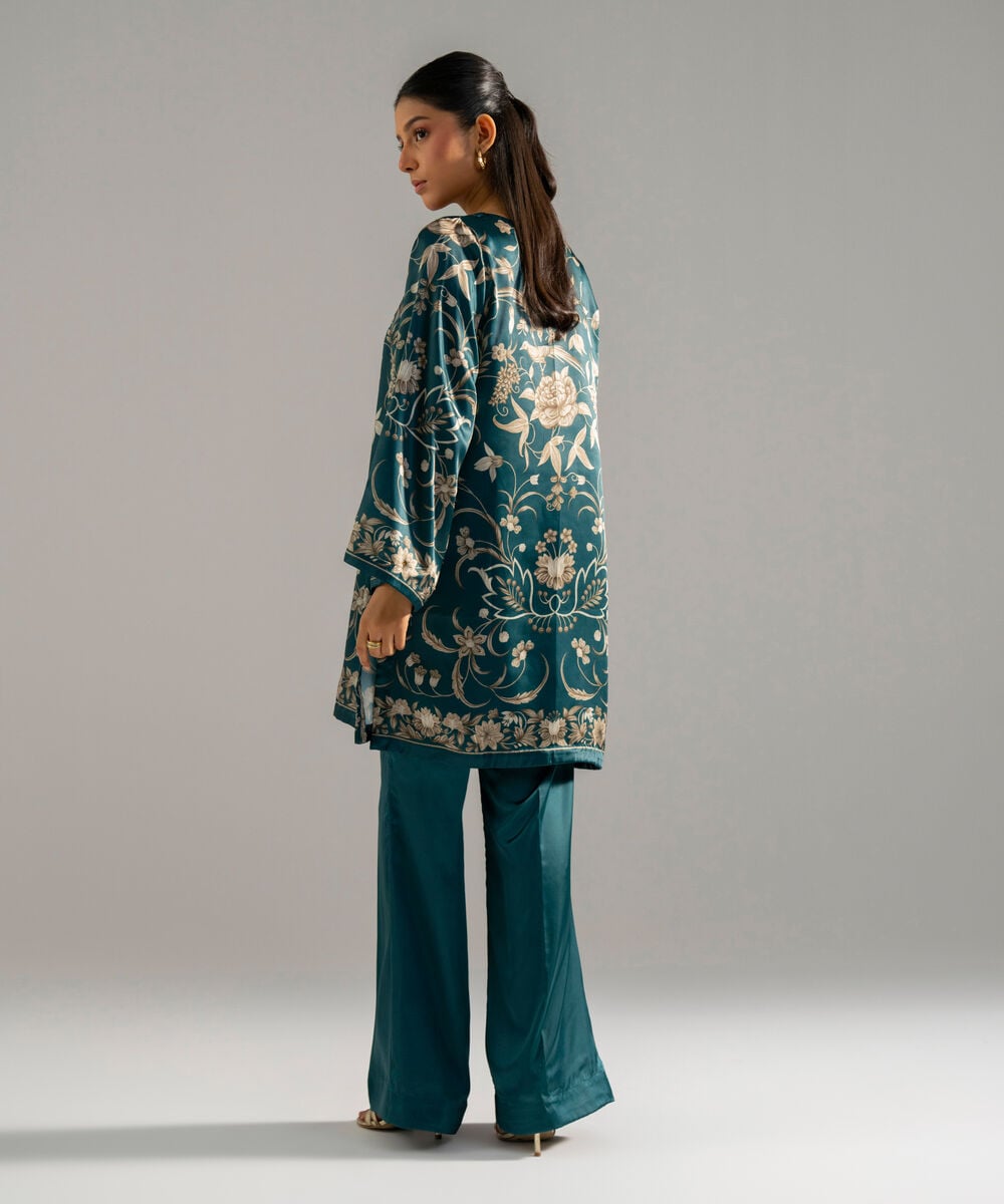 2 Piece - Printed Satin Suit โ Sapphire view 3