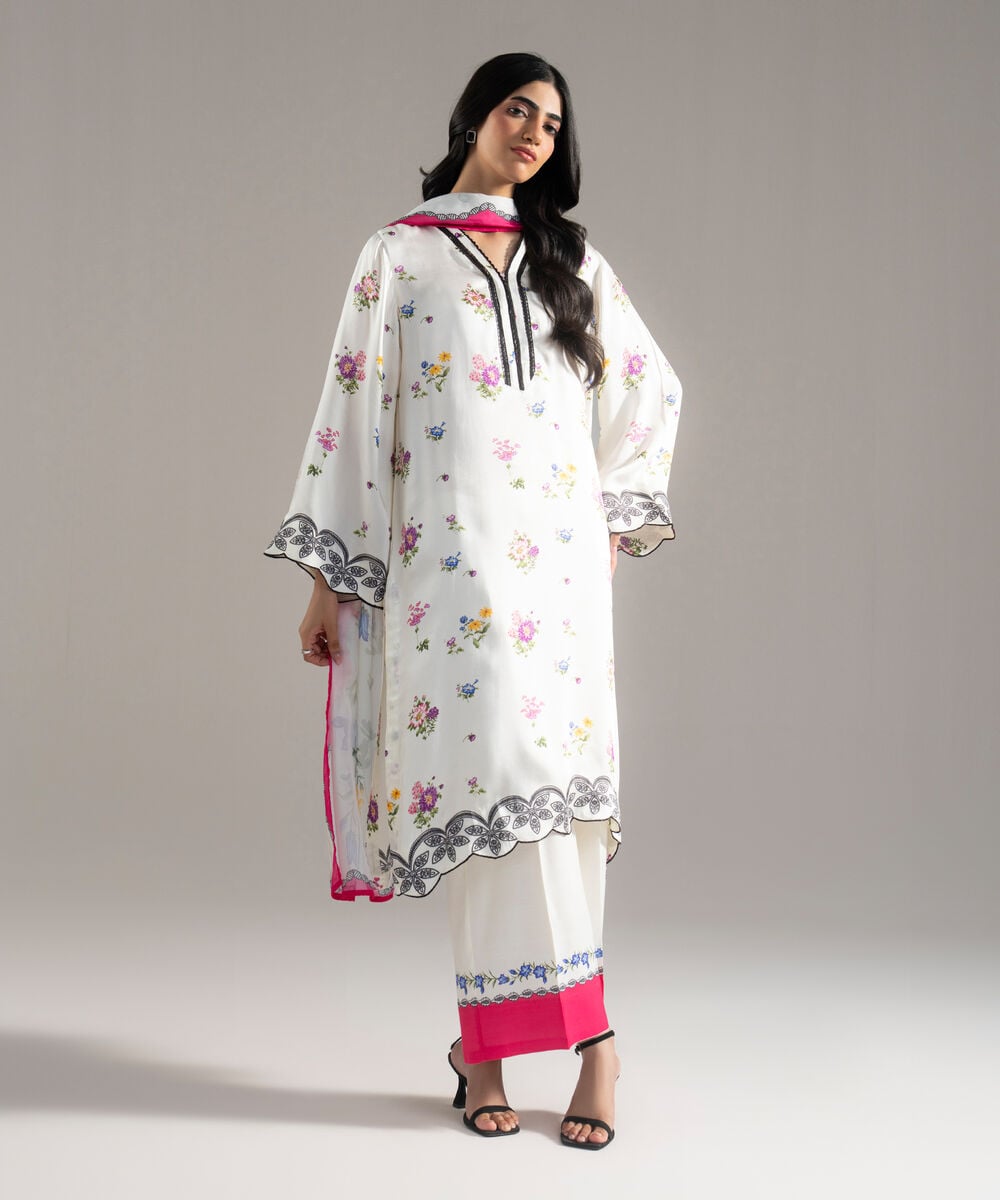 3 Piece - Printed Charmeuse Suit — Sapphire