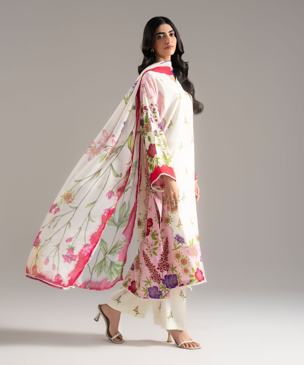 3 Piece - Printed Raw Silk Suit โ Sapphire view 3