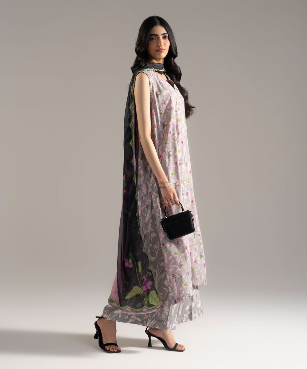 3 Piece - Printed Raw Silk Suit โ Sapphire view 3