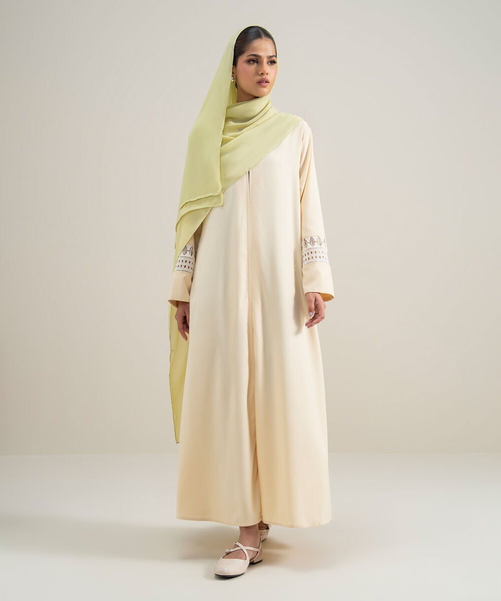Lace Trim Abaya — Sapphire