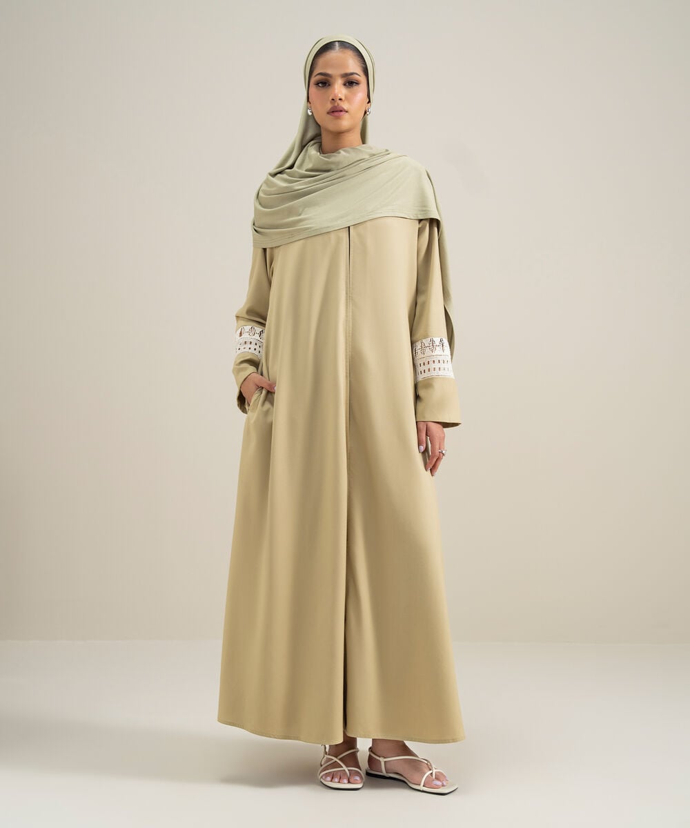 Lace Trim Abaya — Sapphire