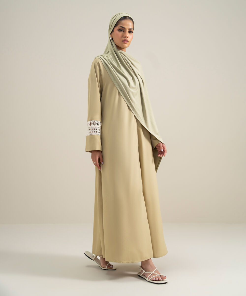 Lace Trim Abaya — Sapphire view 3