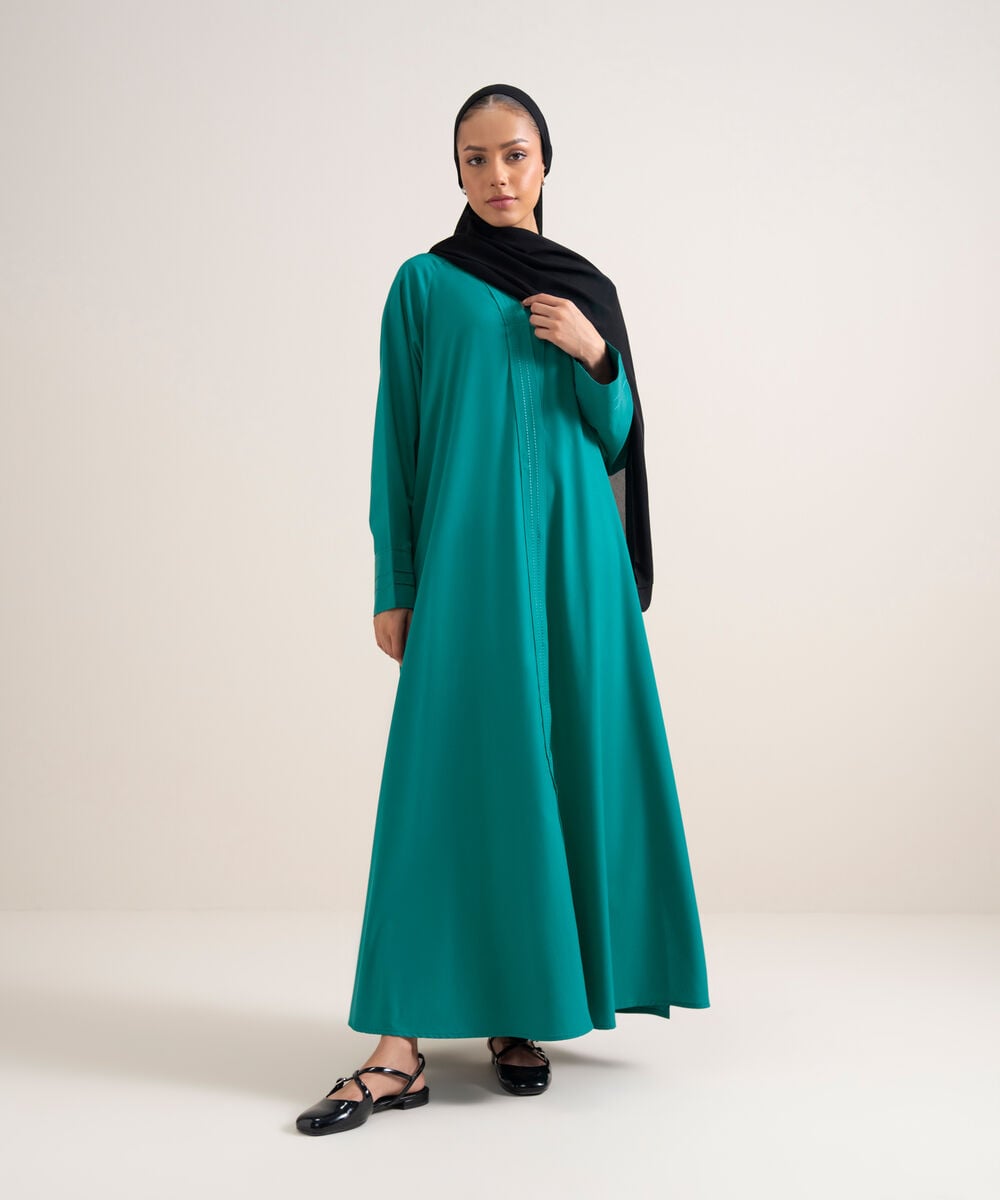 Button Through Raglan Abaya — Sapphire