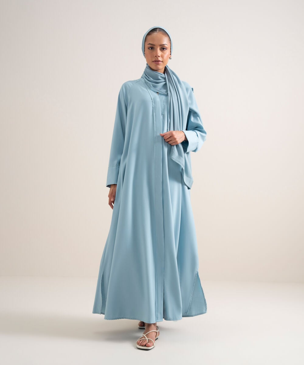 Button Through Raglan Abaya — Sapphire