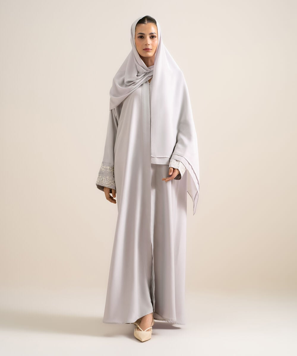 Embroidered Kimono Abaya Set โ Sapphire view 3