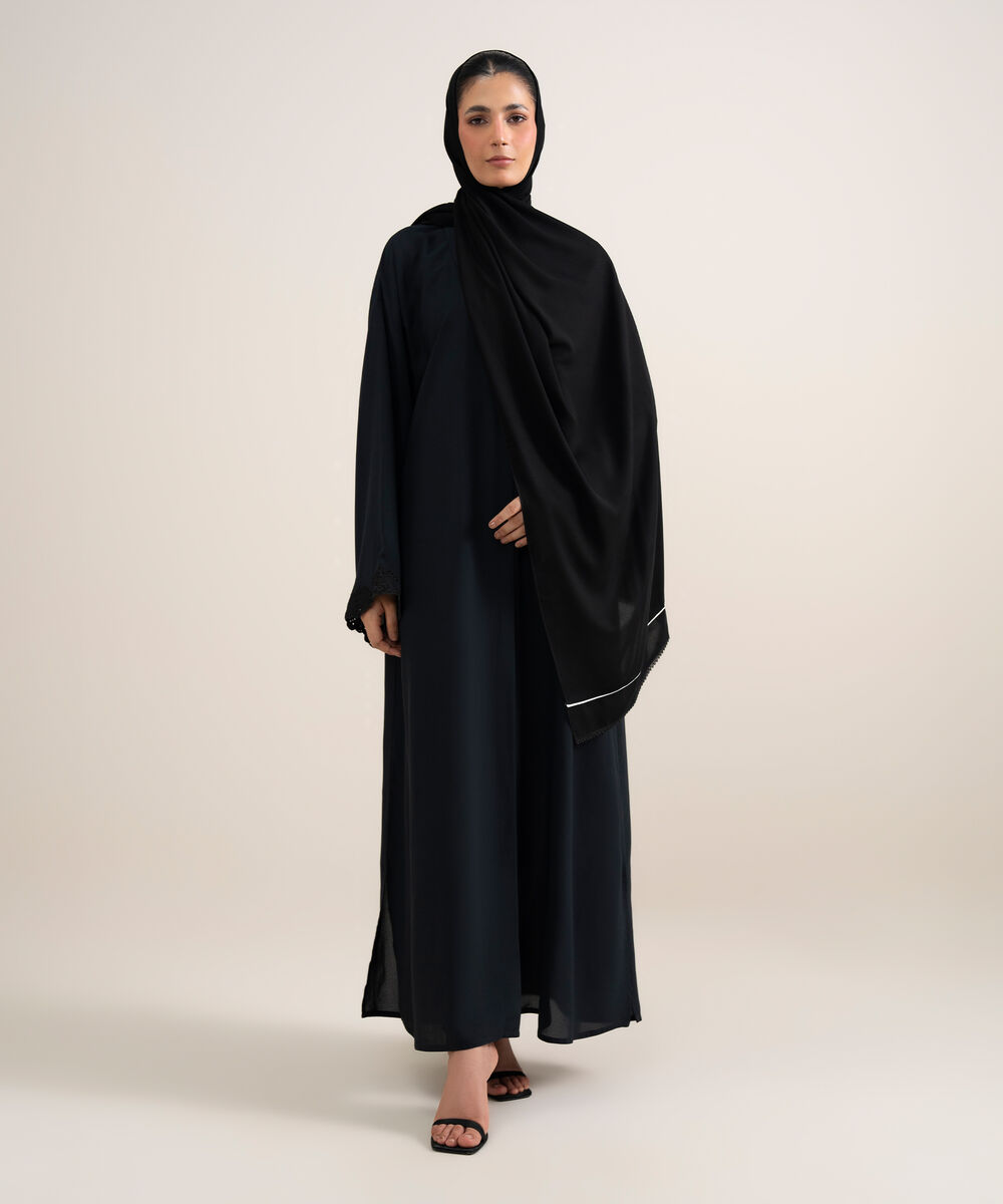 Embroidered Regular Abaya Set — Sapphire