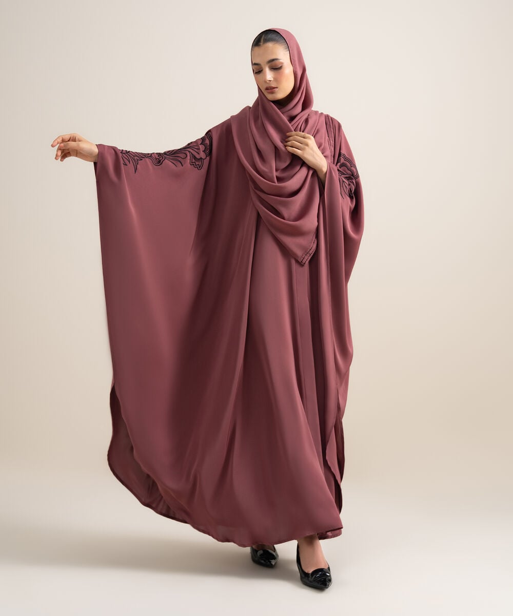 Embroidered Kaftan Abaya Set — Sapphire
