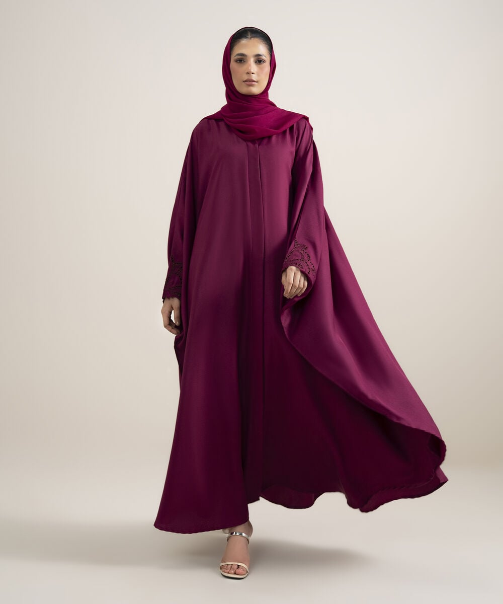 Embroidered Kaftan Abaya Set — Sapphire