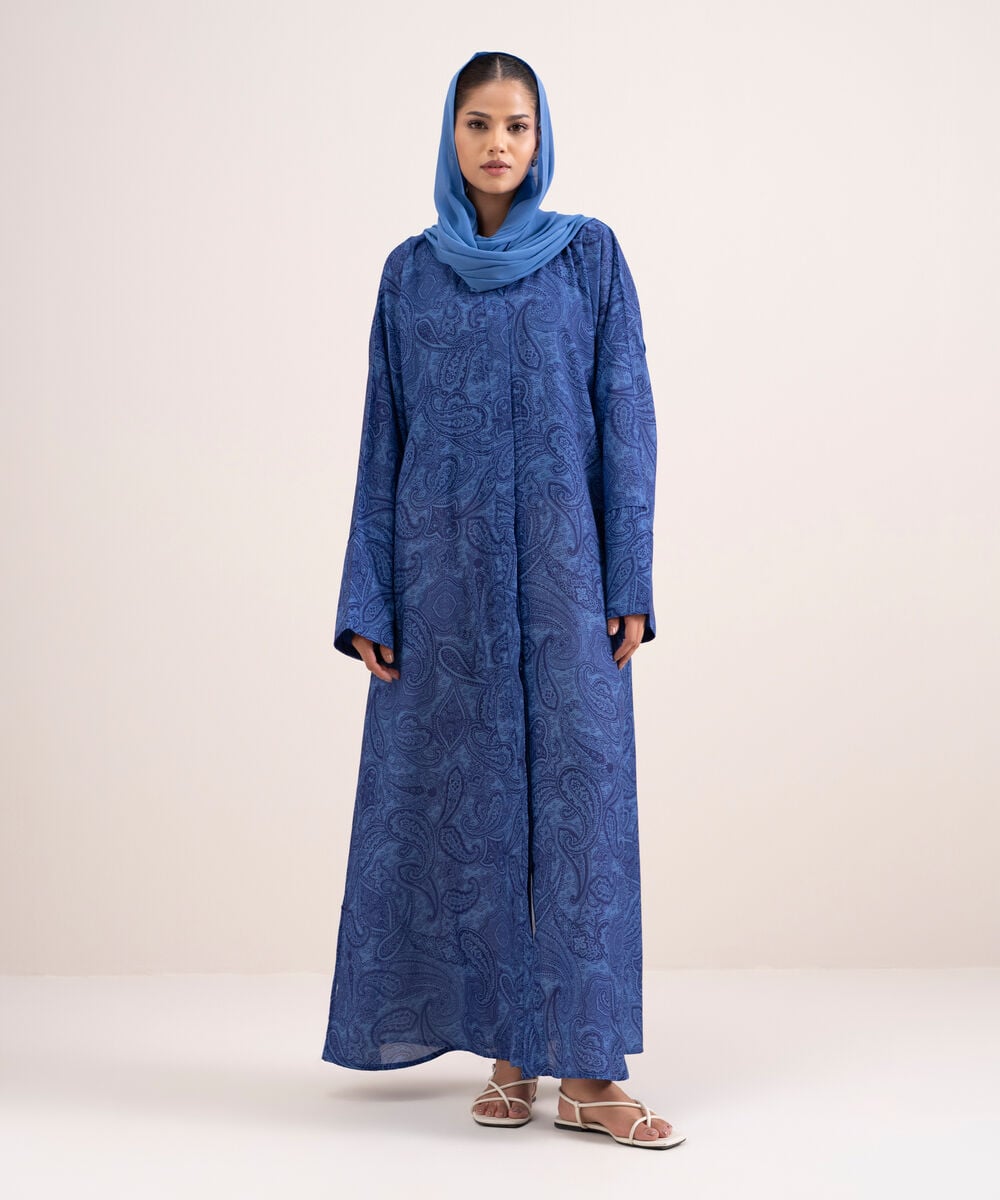 Printed Abaya Set — Sapphire