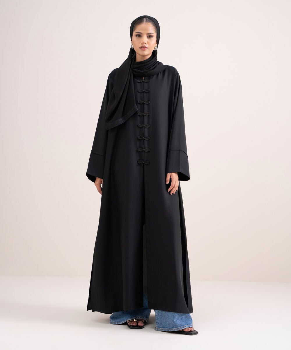 Front Open Abaya Set — Sapphire