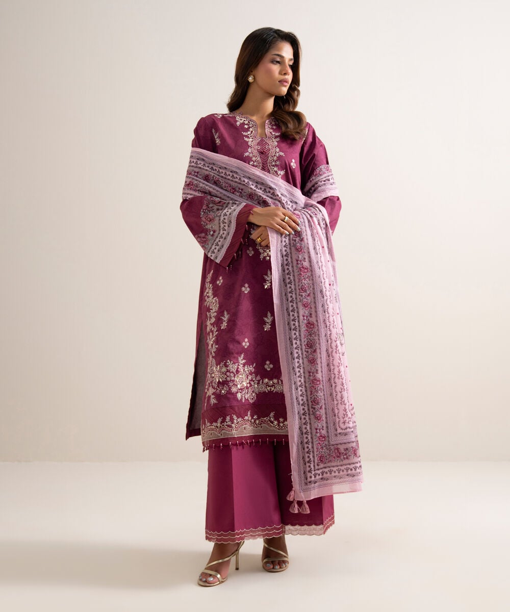3 Piece - Embroidered Lawn Suit — Sapphire