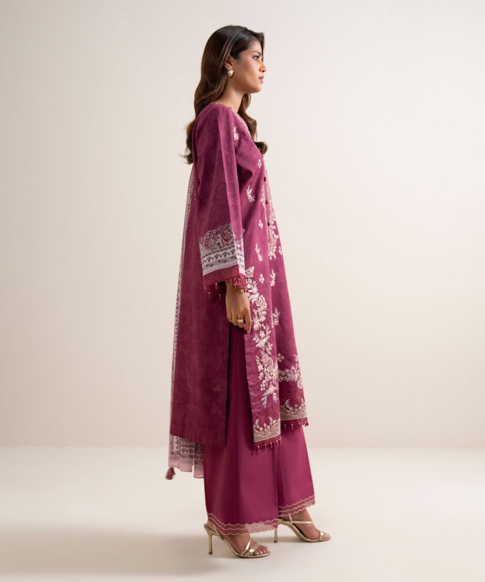 3 Piece - Embroidered Lawn Suit โ Sapphire view 3