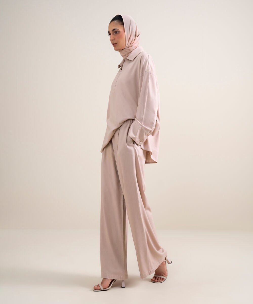 Pleated Wide-Leg Pants — Sapphire view 3