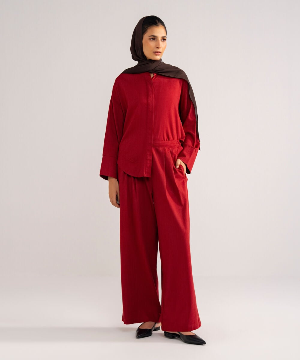 Loose-Fit  Pleated Pants — Sapphire