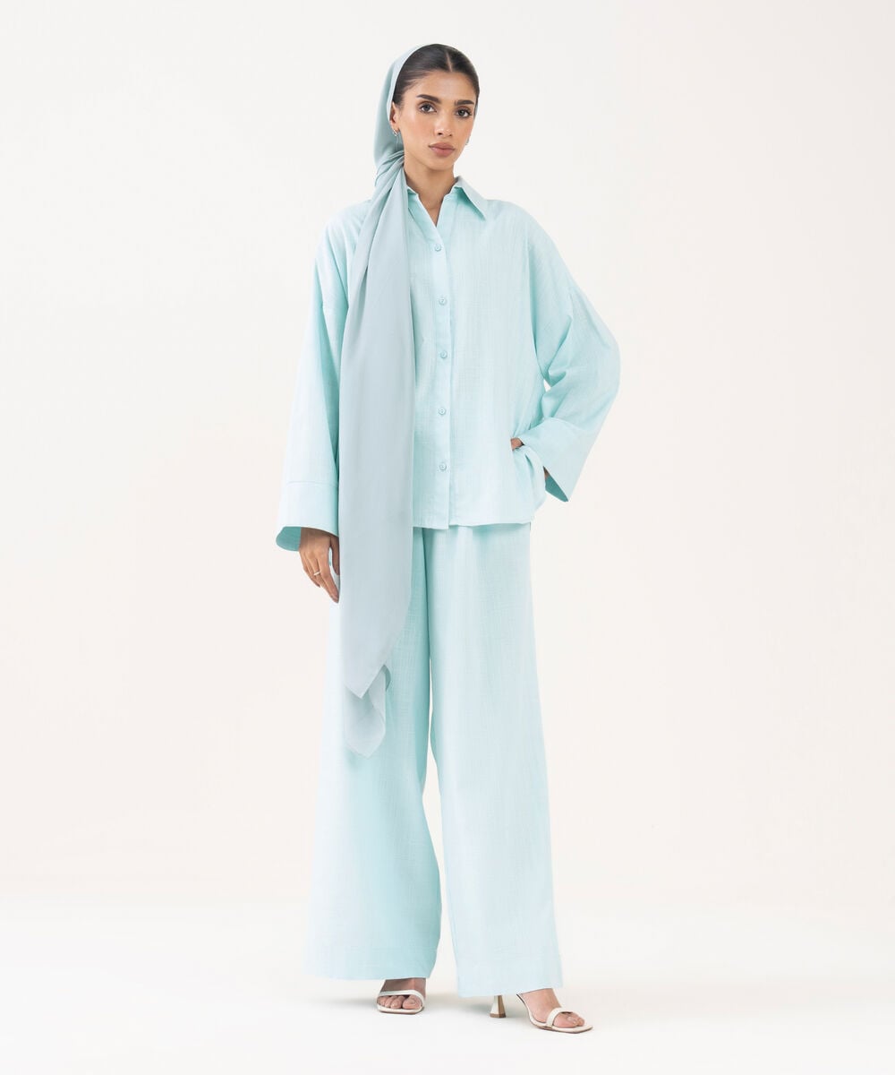 Wide Leg Trousers — Sapphire