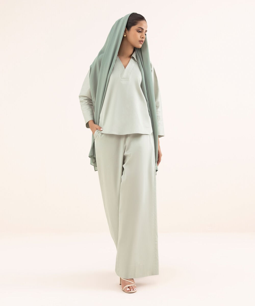 Flowy Cotton Shirt — Sapphire