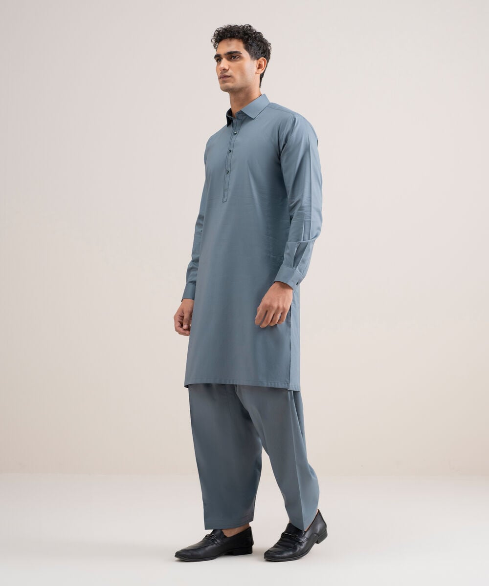 Premium Cotton Dobby Suit — Sapphire view 3