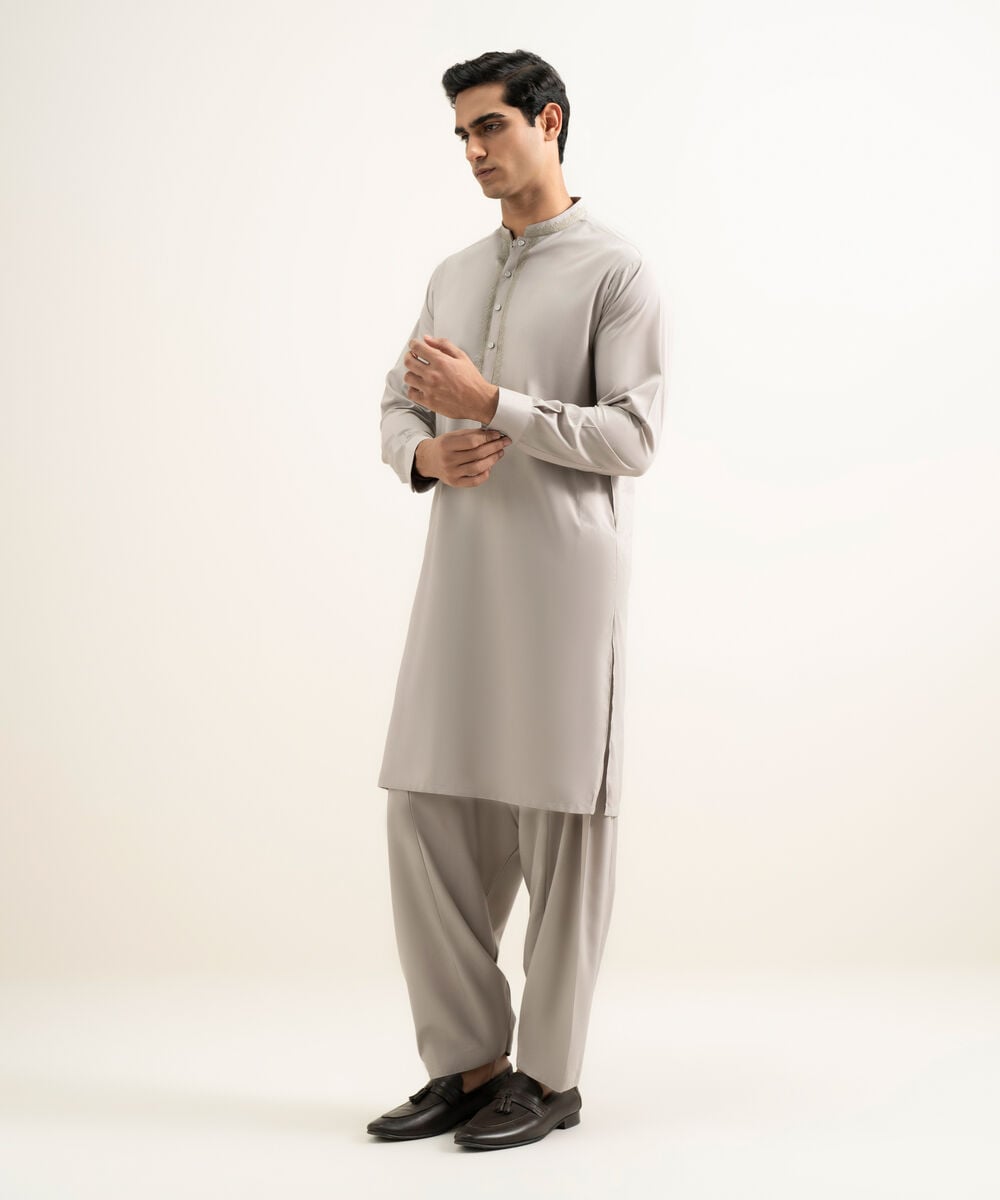 Embroidered Wash & Wear Suit โ Sapphire view 3