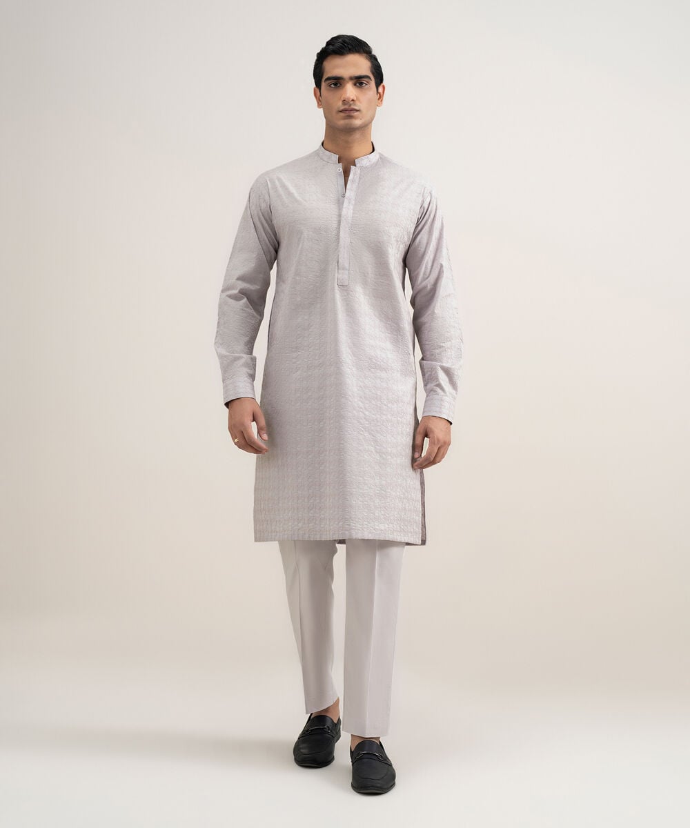 Embroidered Cotton Suit — Sapphire