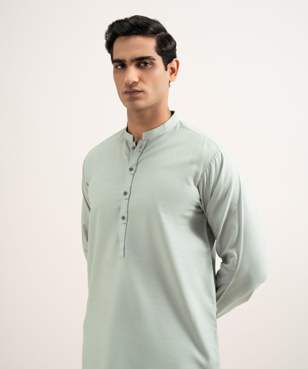 Cotton Jacquard Kurta — Sapphire view 3