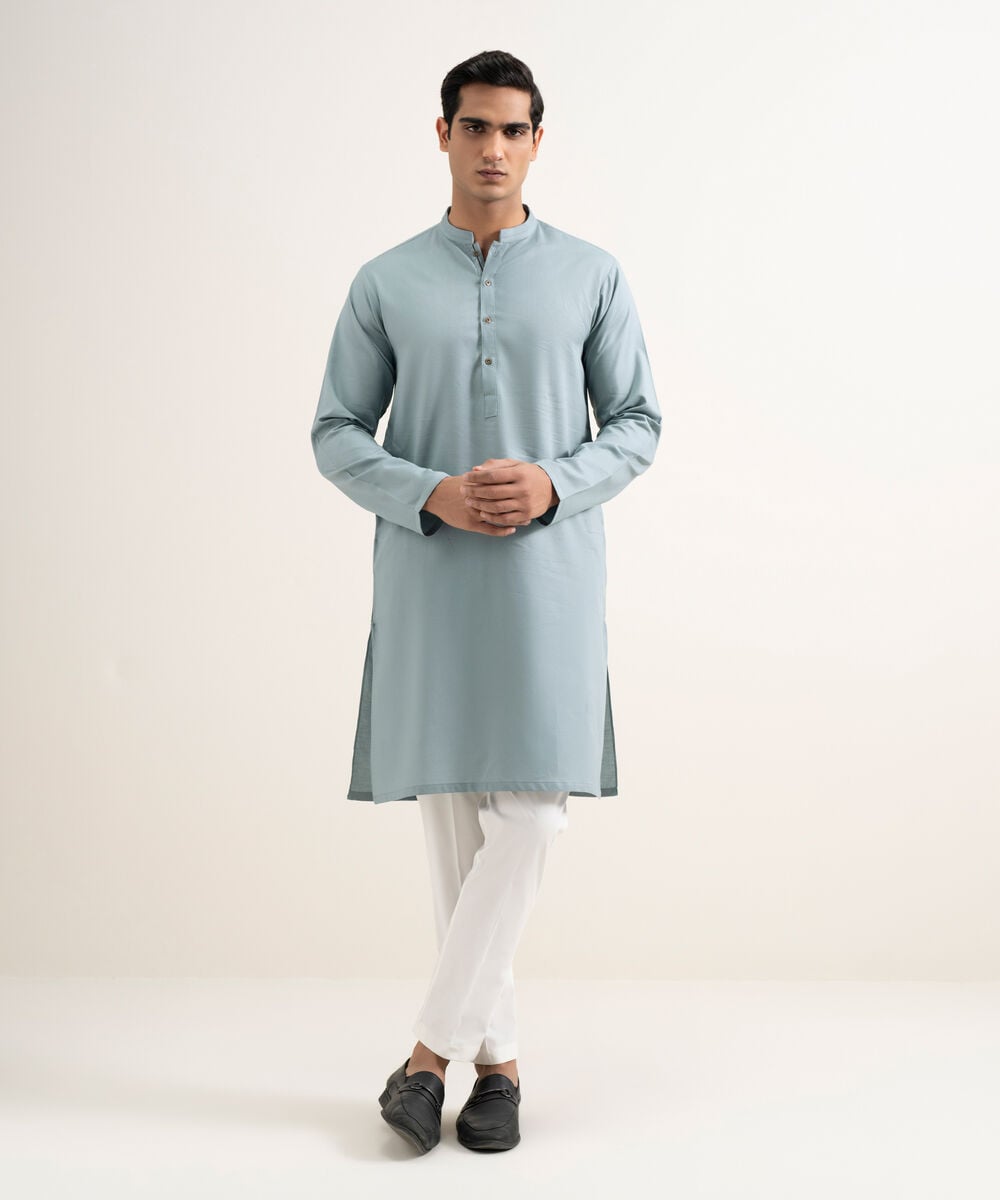 Cotton Jacquard Kurta — Sapphire