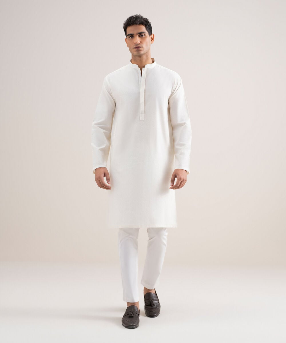 Premium Cotton Jacquard Kurta — Sapphire